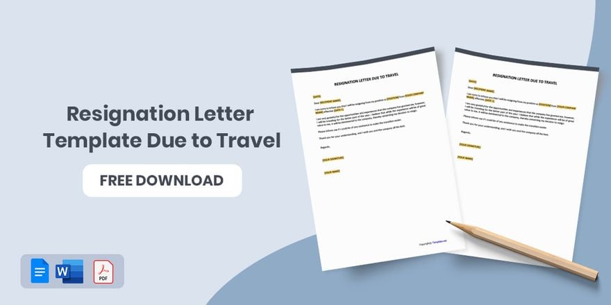 Resignation Letter Template Due to Travel