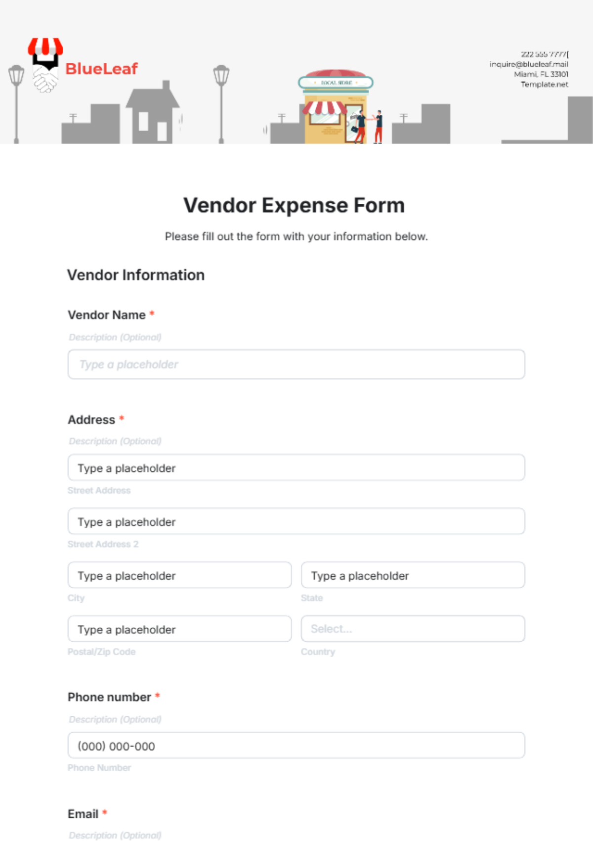 Free Vendor Expense Form Template