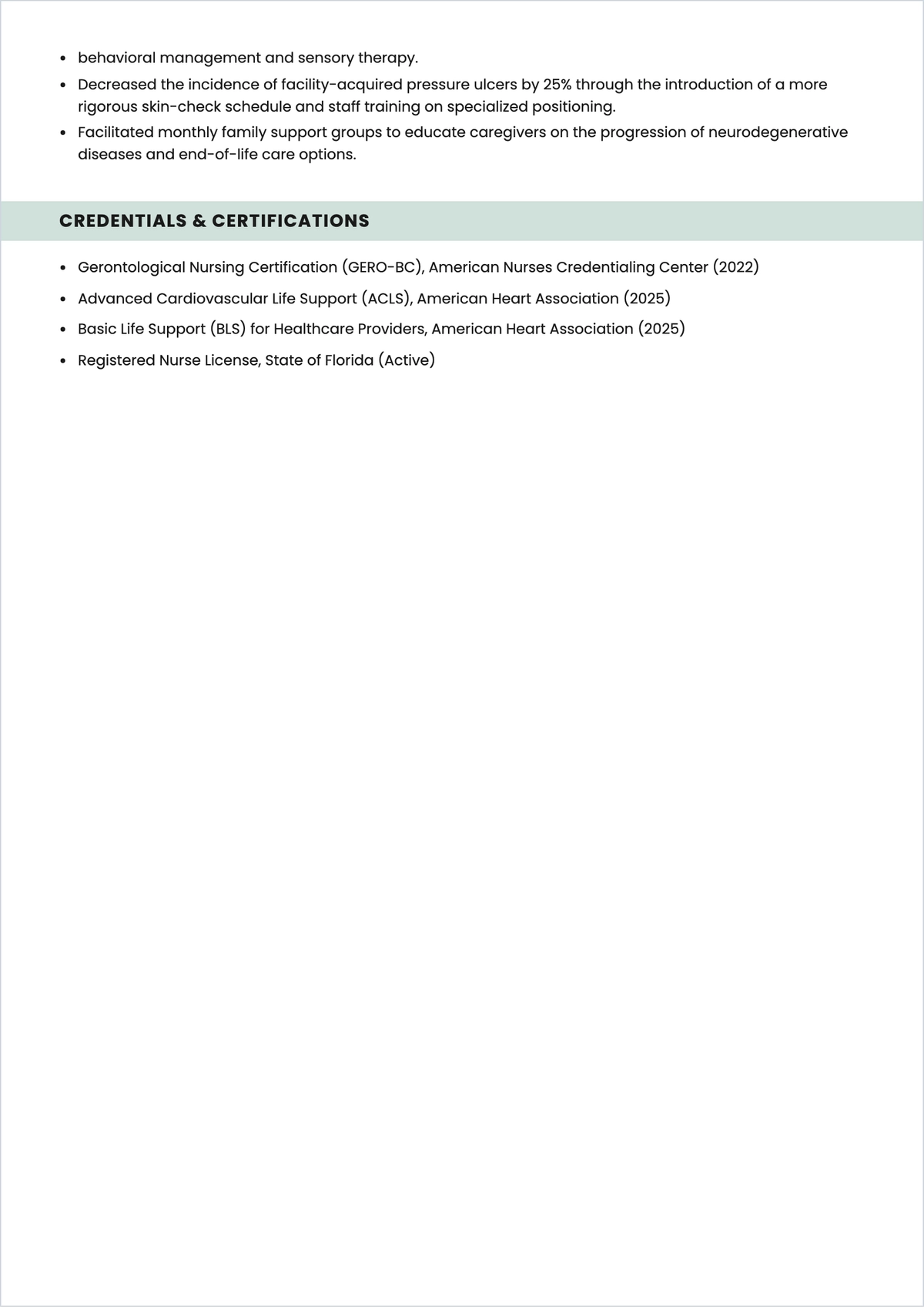 Free Geriatric Nurse ATS Resume Template, AI Resume Builder