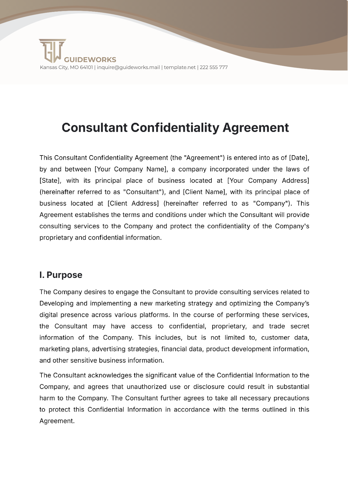 Free Consultant Confidentiality Agreement Template