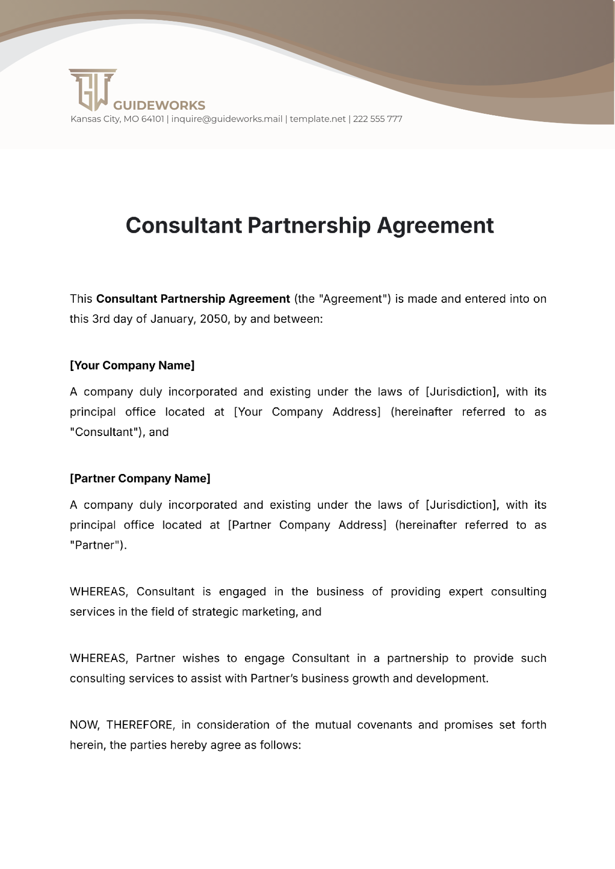 Free Consultant Partnership Agreement Template