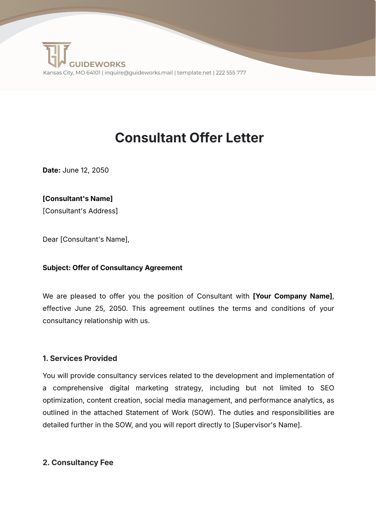 Consultant Offer Letter Template - Edit Online & Download