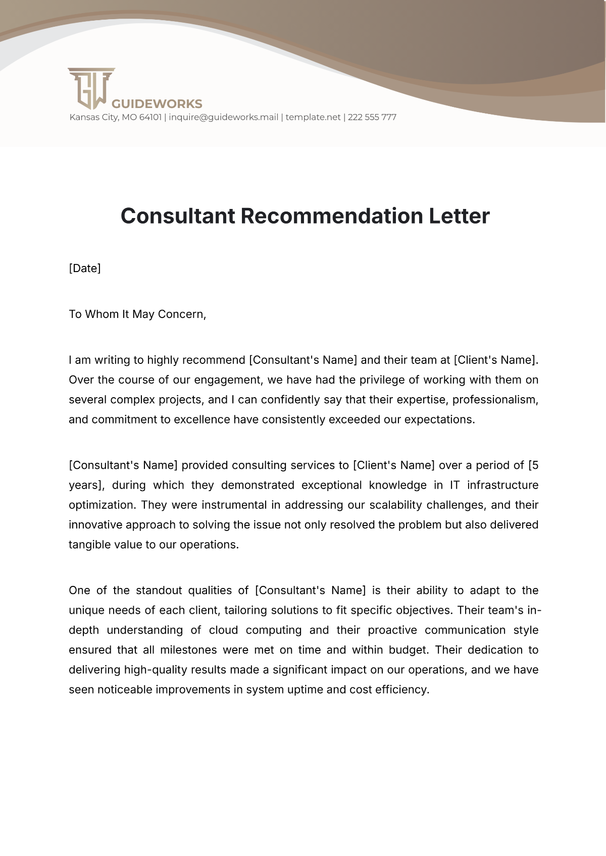 Consultant Recommendation Letter Template - Edit Online & Download