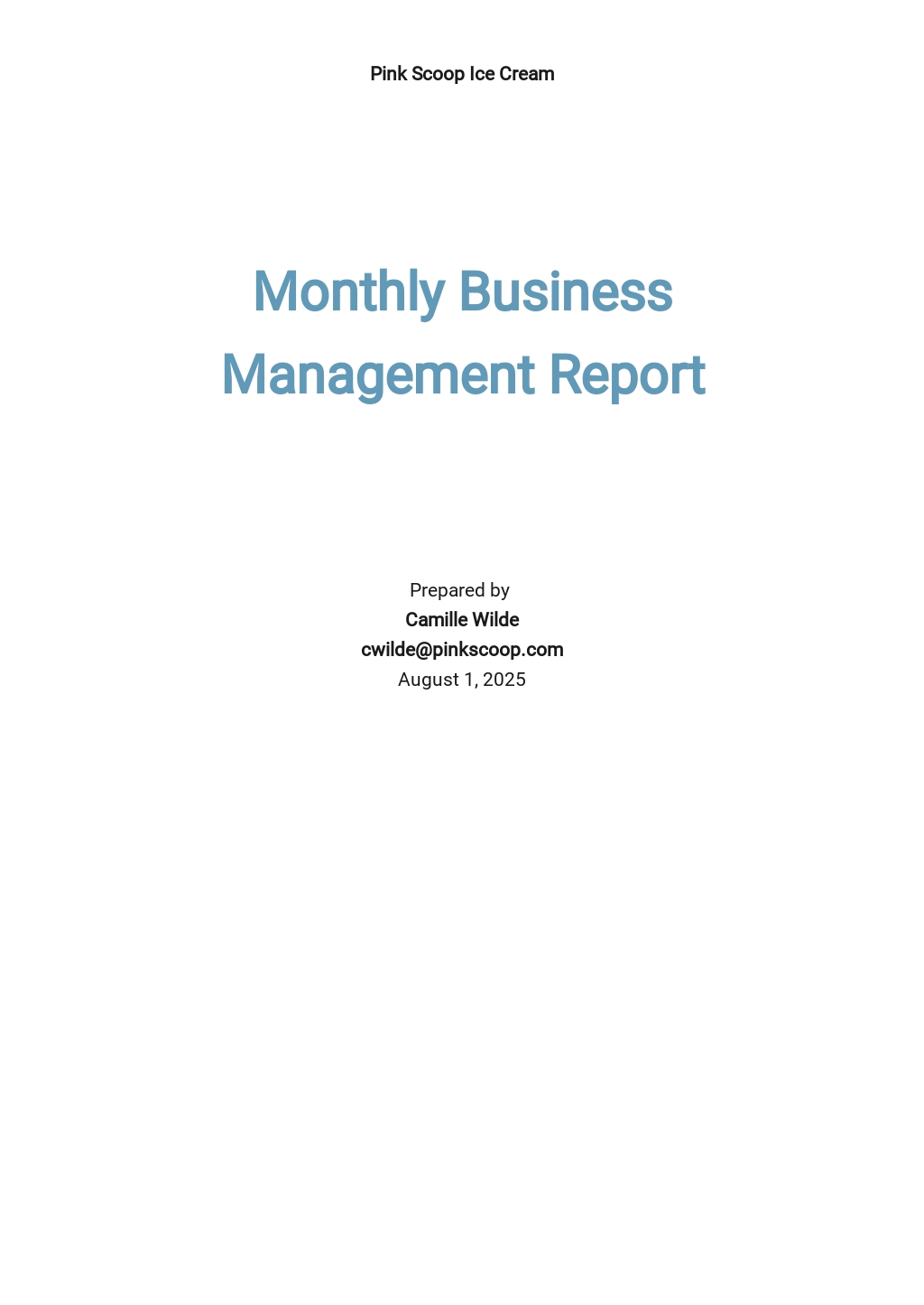 It Management Report Template