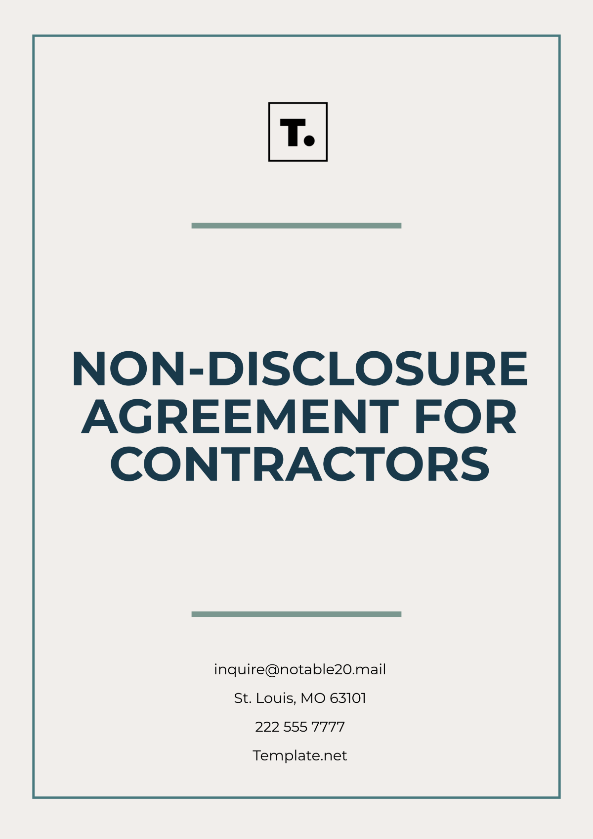 Non-Disclosure Agreement for Contractors Template - Edit Online & Download