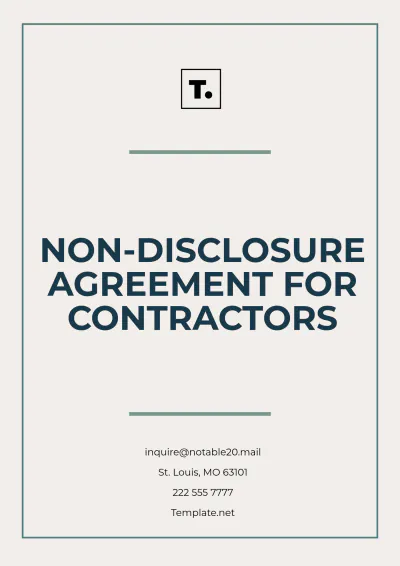 Free Non-Disclosure Agreement for Contractors Template to Edit Online