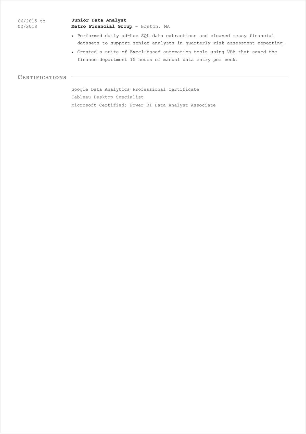 Free Freelance Data Analyst ATS Resume Template, AI Resume Builder