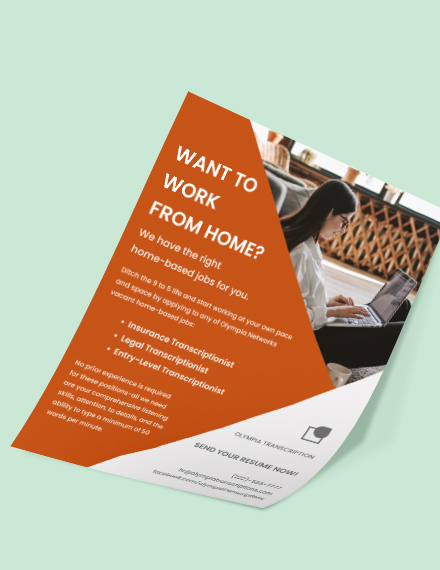 Work From Home Job Flyer Template - Word | PSD | Apple ...