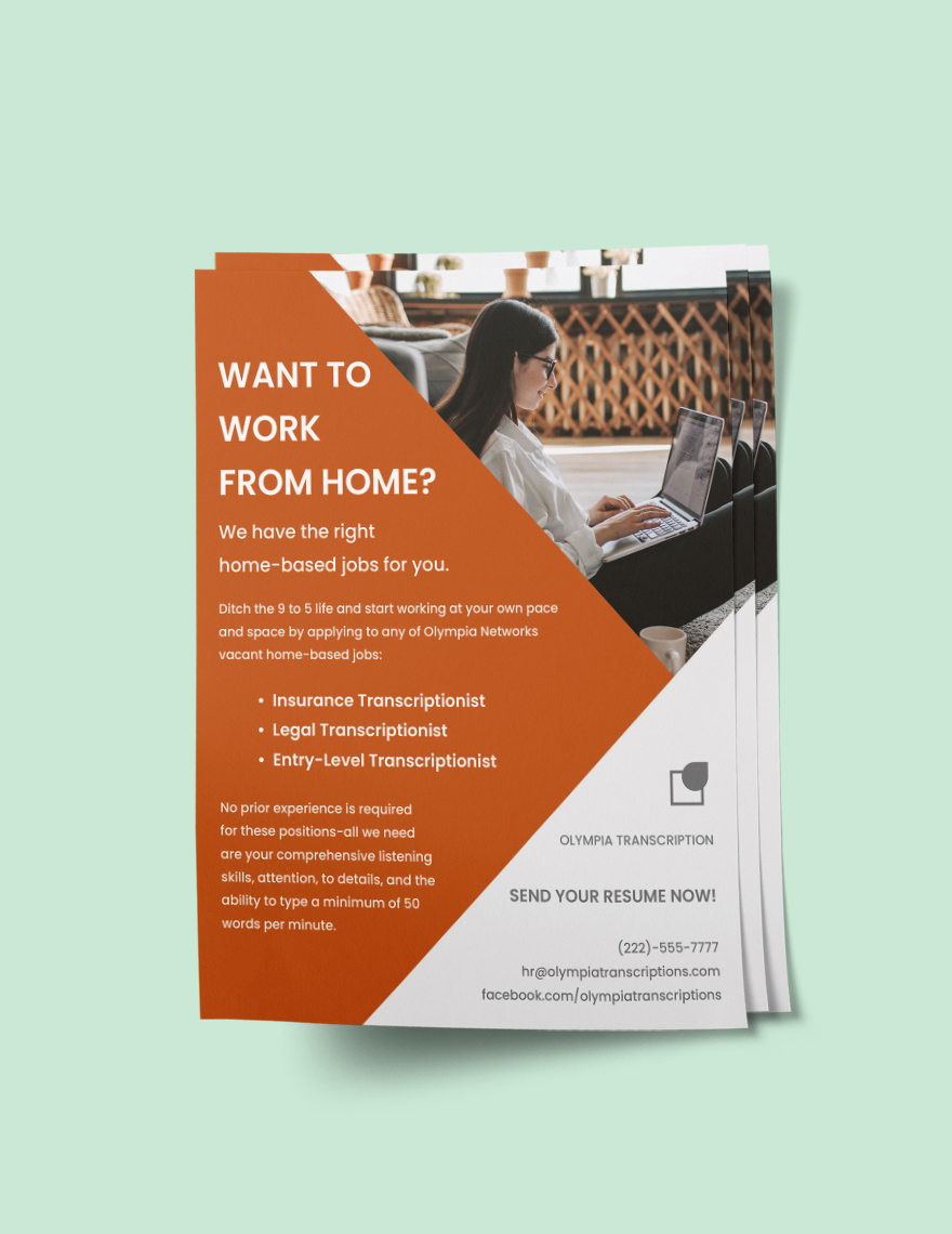 Work From Home Job Flyer Template