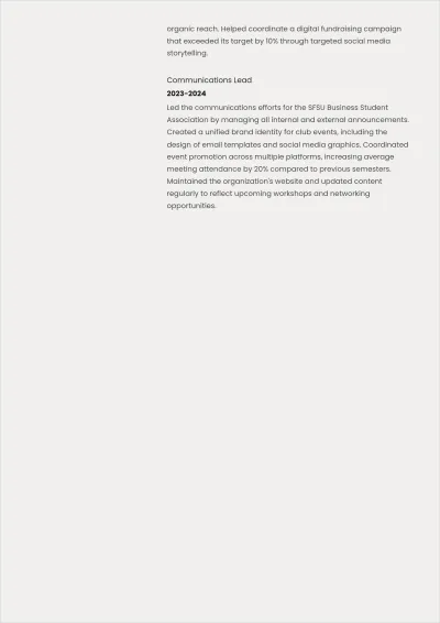 Free ATS Resume Layout Template for Internship Applications Template
