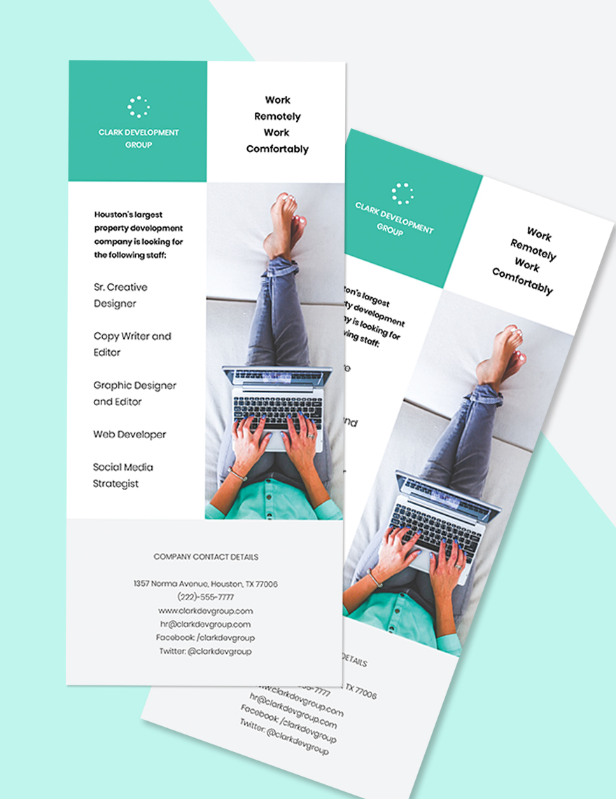 Work From Home Promotion Rack Card Template
