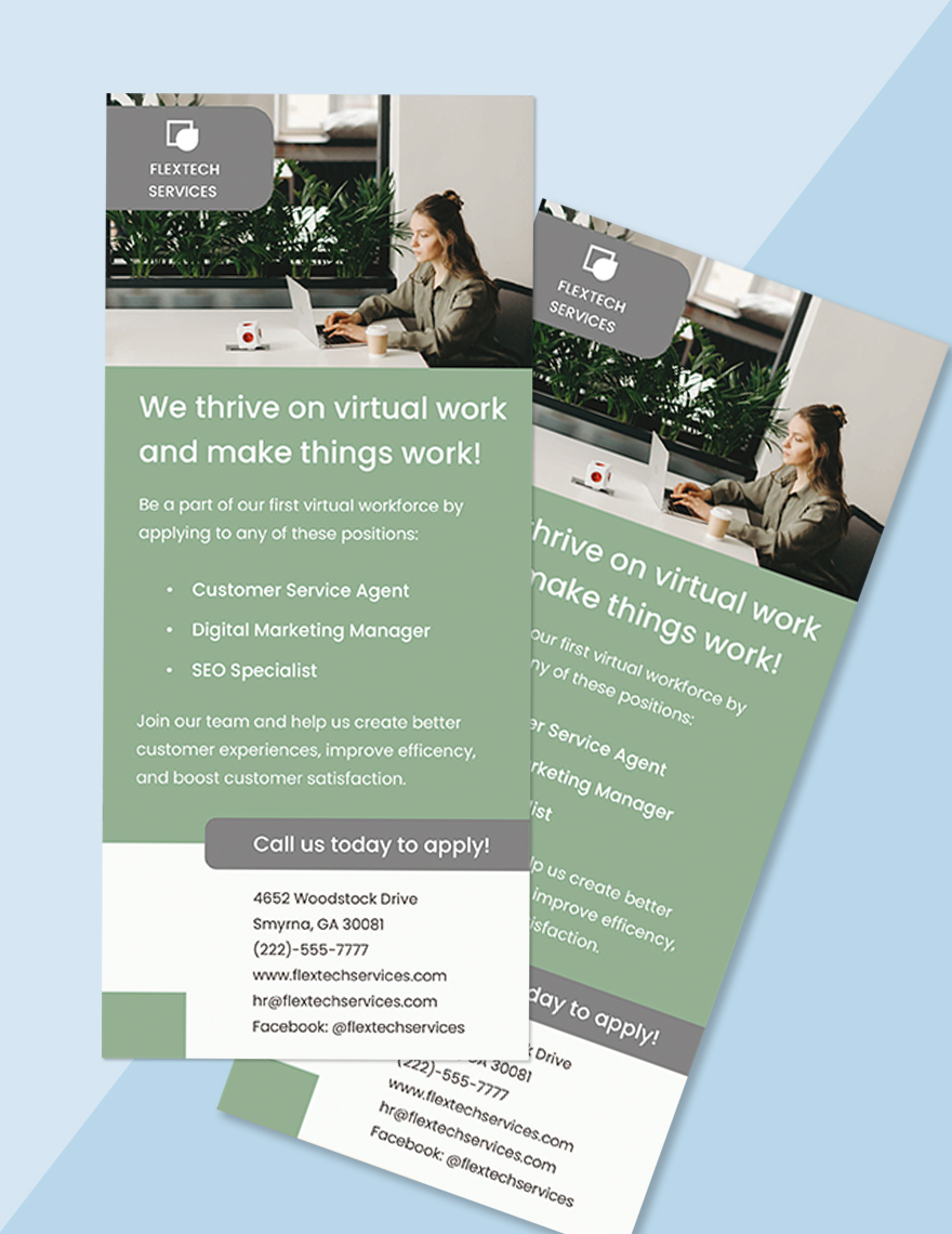 Work From Home Hiring Rack Card Template