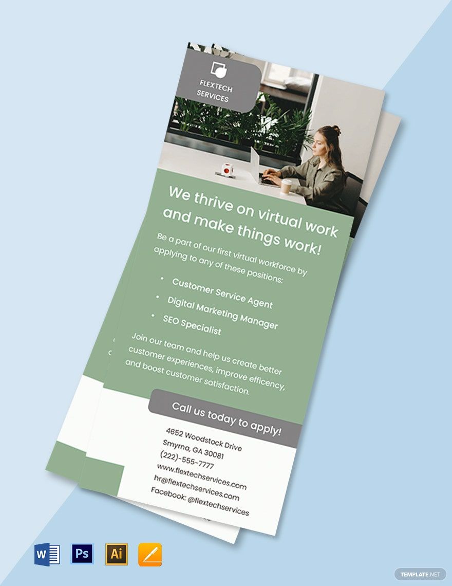Work From Home Hiring Rack Card Template