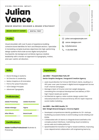 Free Designer ATS Resume Layout Template, AI Resume Builder