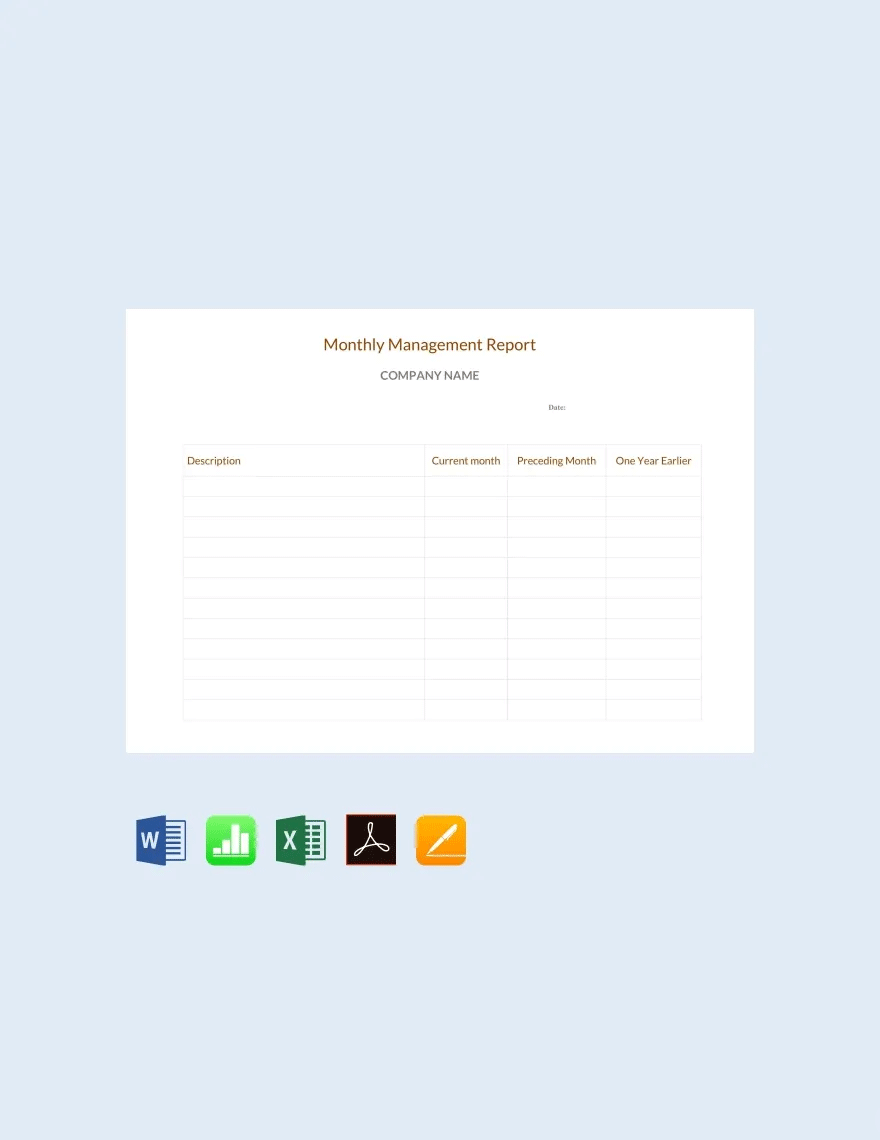 Monthly Management Report Sample Template