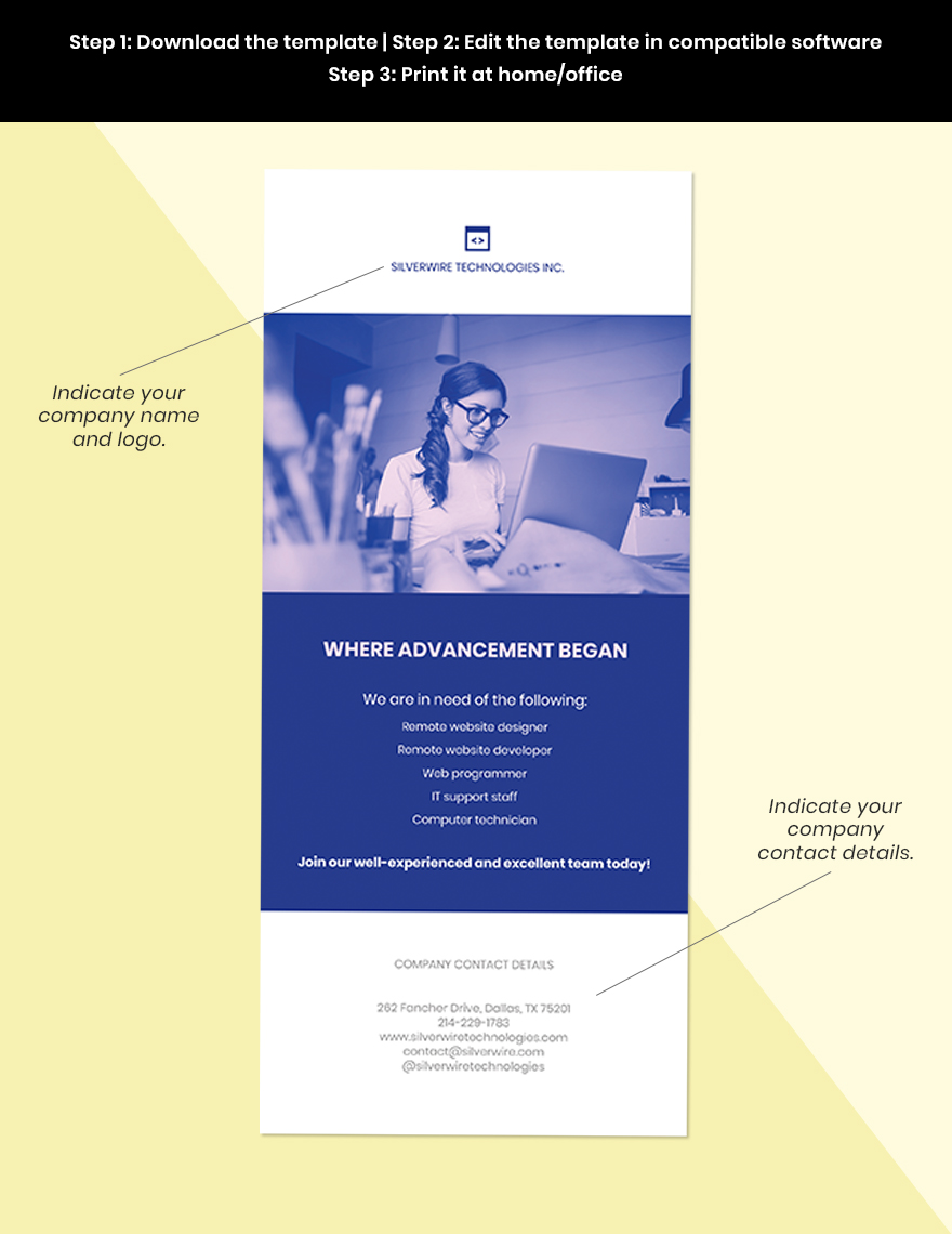 Work From Home Job Rack Card Template