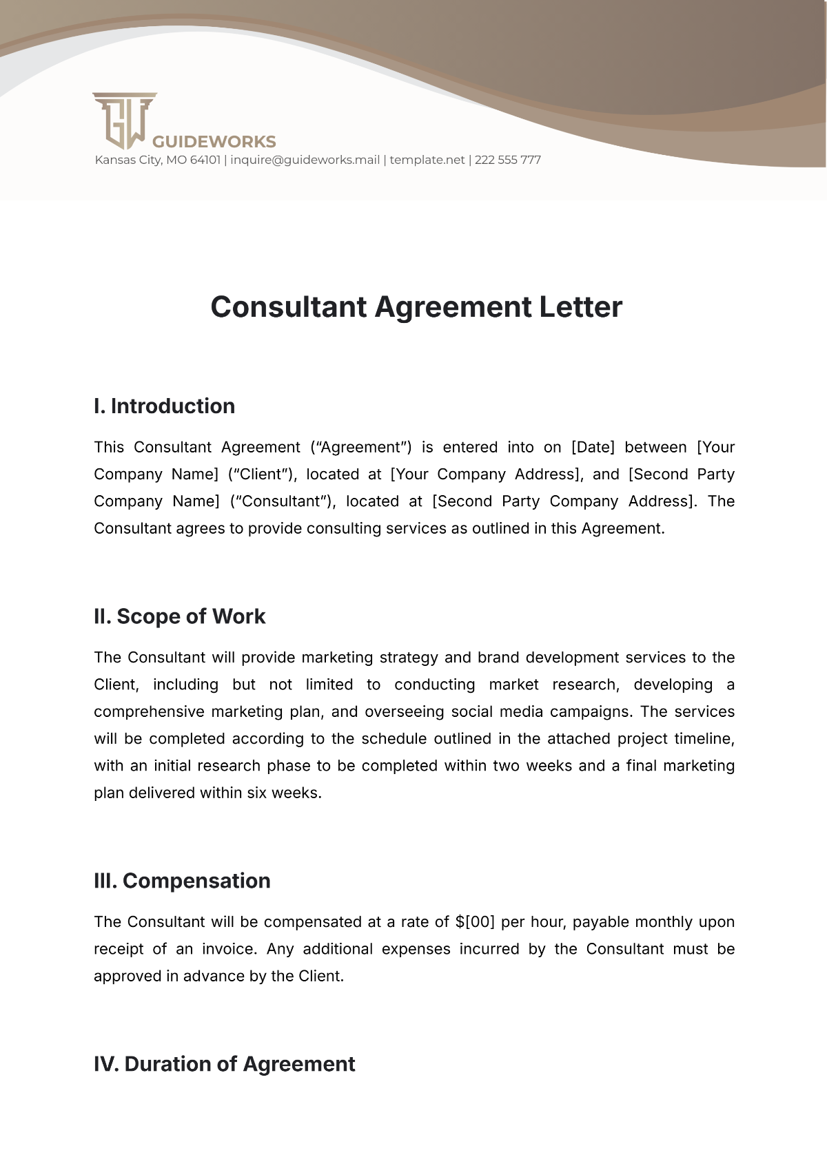 Consultant Agreement Letter Template - Edit Online & Download