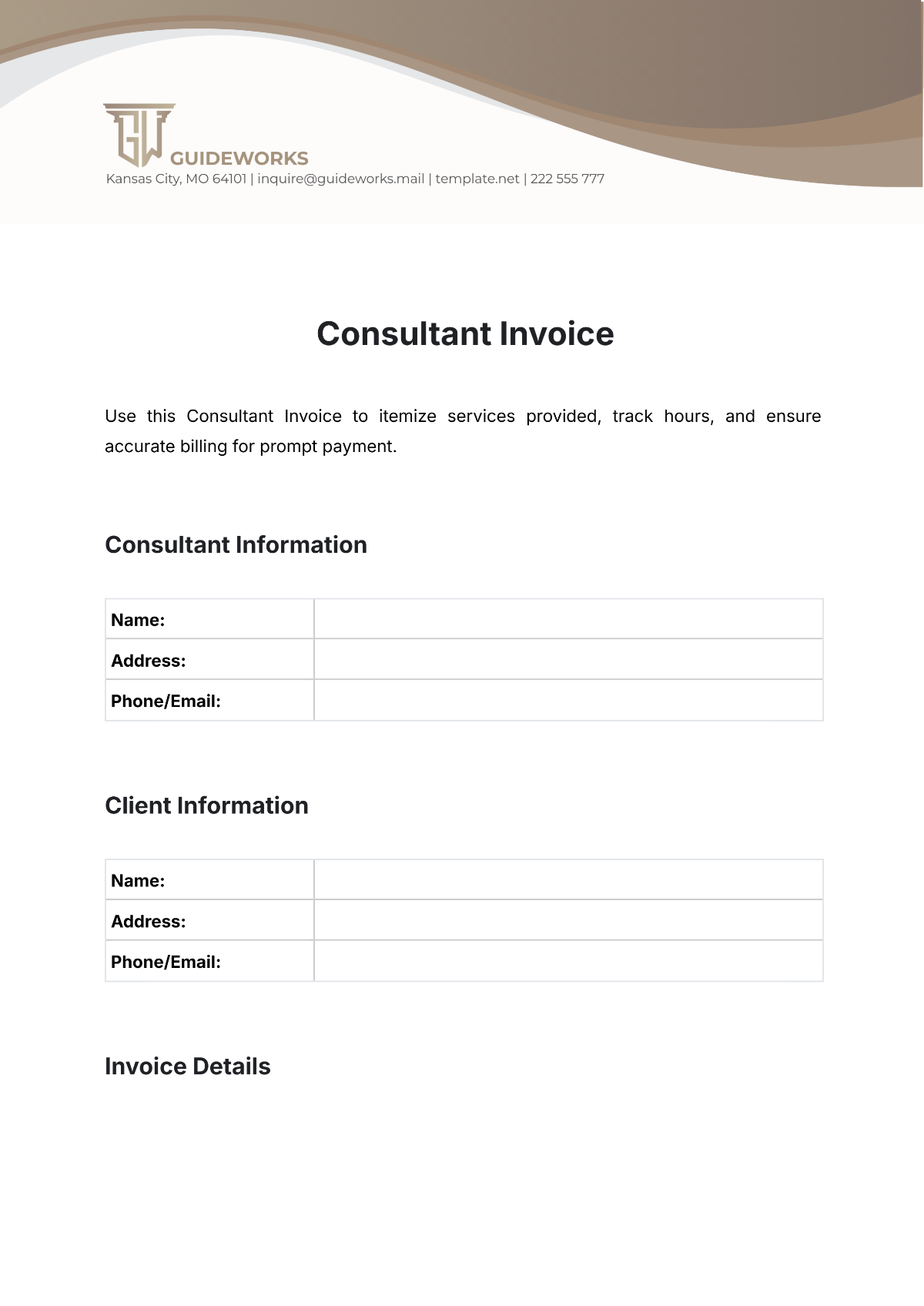 Free Consultant Invoice Template