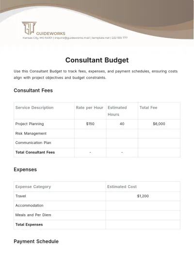 Free Consultant Budget Template to Edit Online
