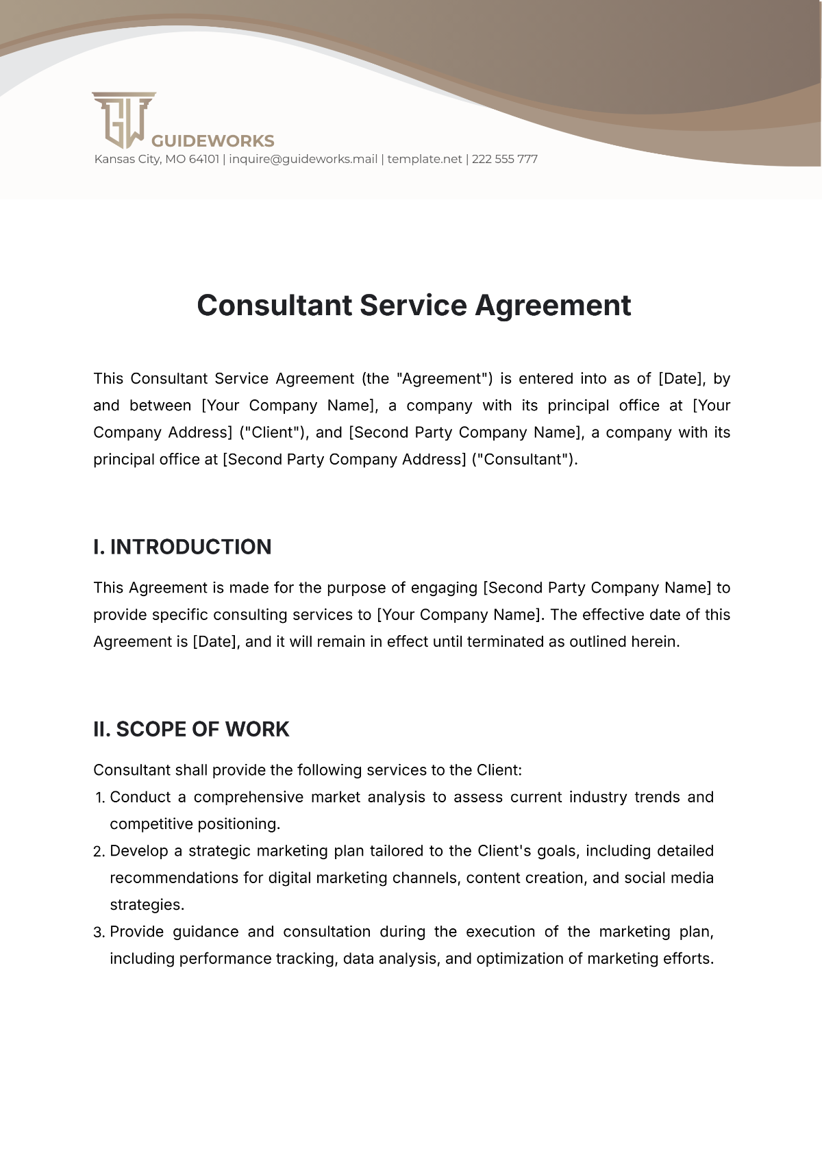 Free Consultant Service Agreement Template