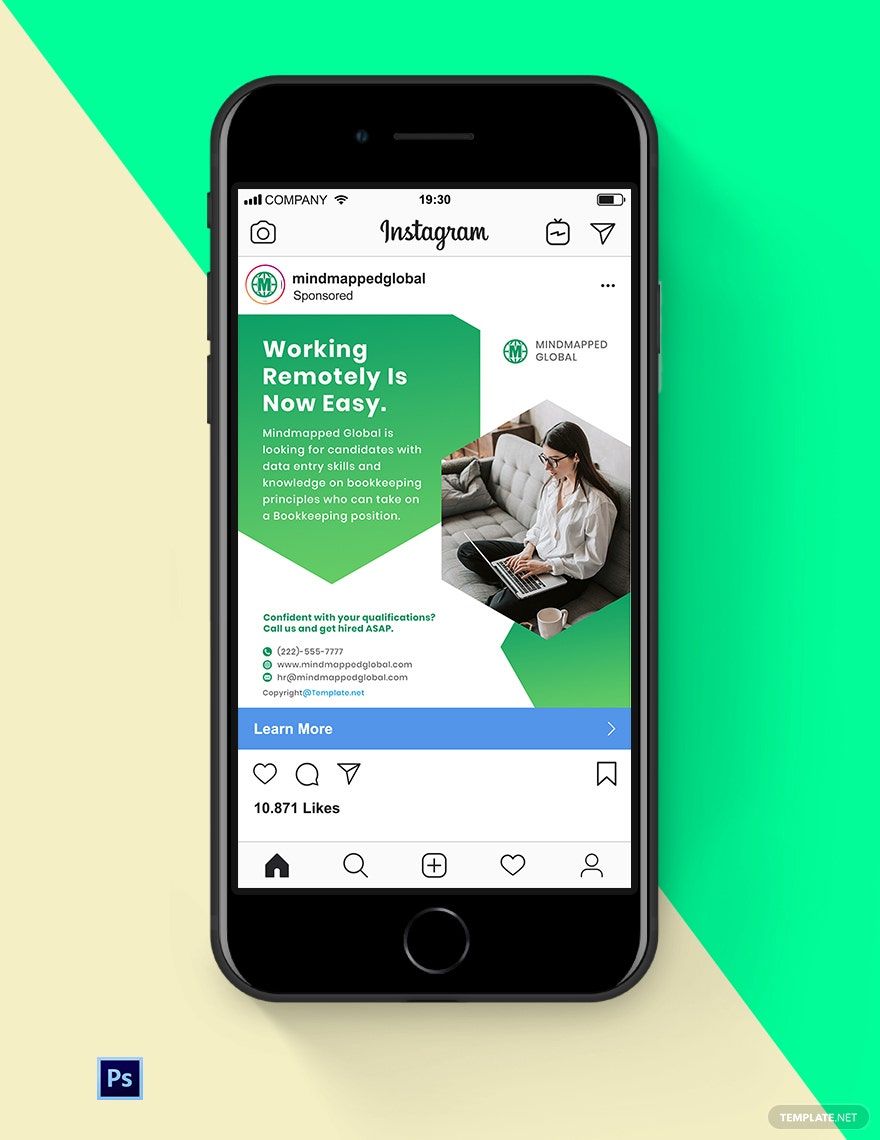 Work From Home Instagram Ads Template