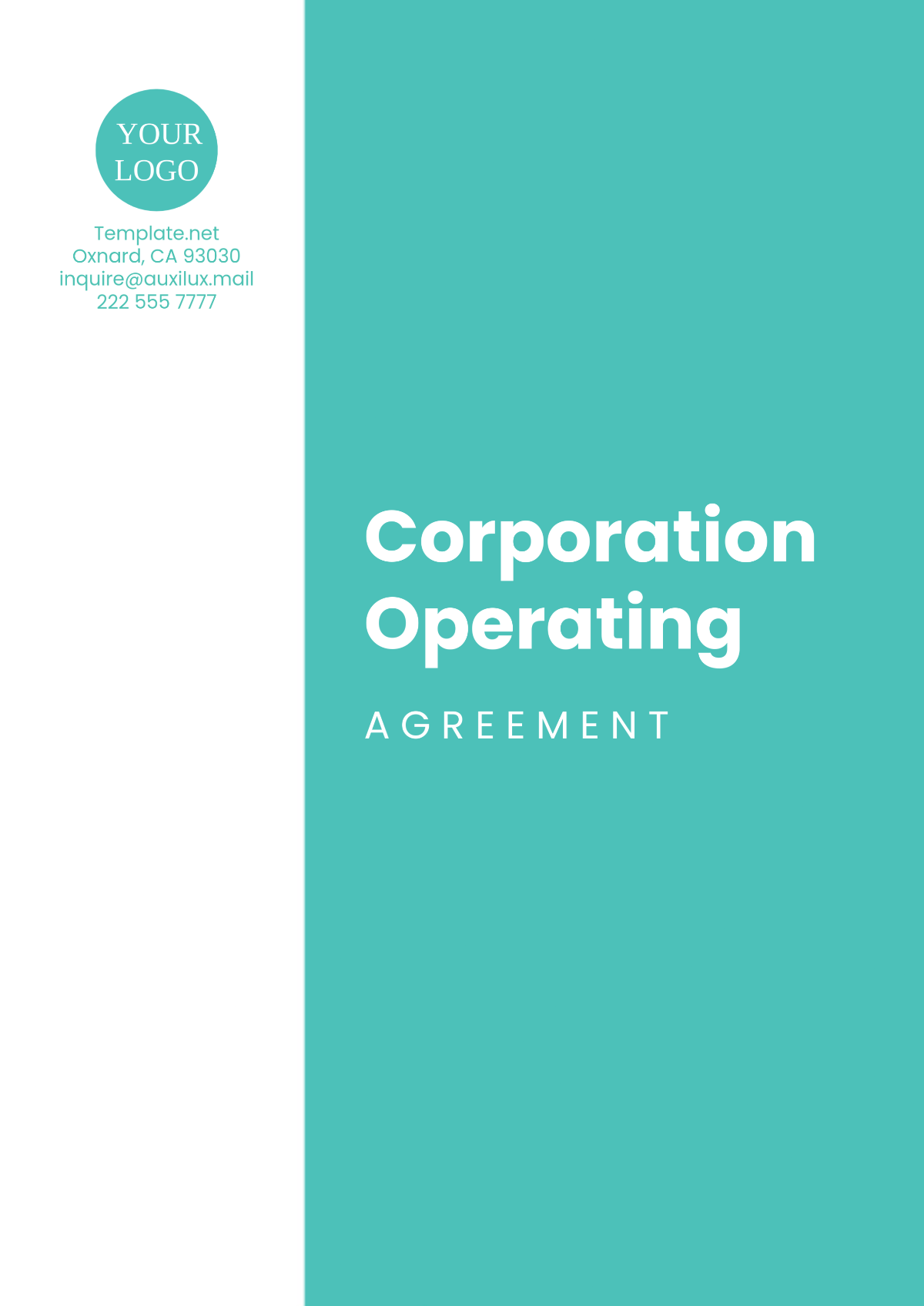 Free Simple Corporation Operating Agreement Template