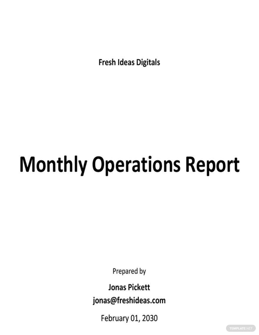 Monthly Operations Report Template