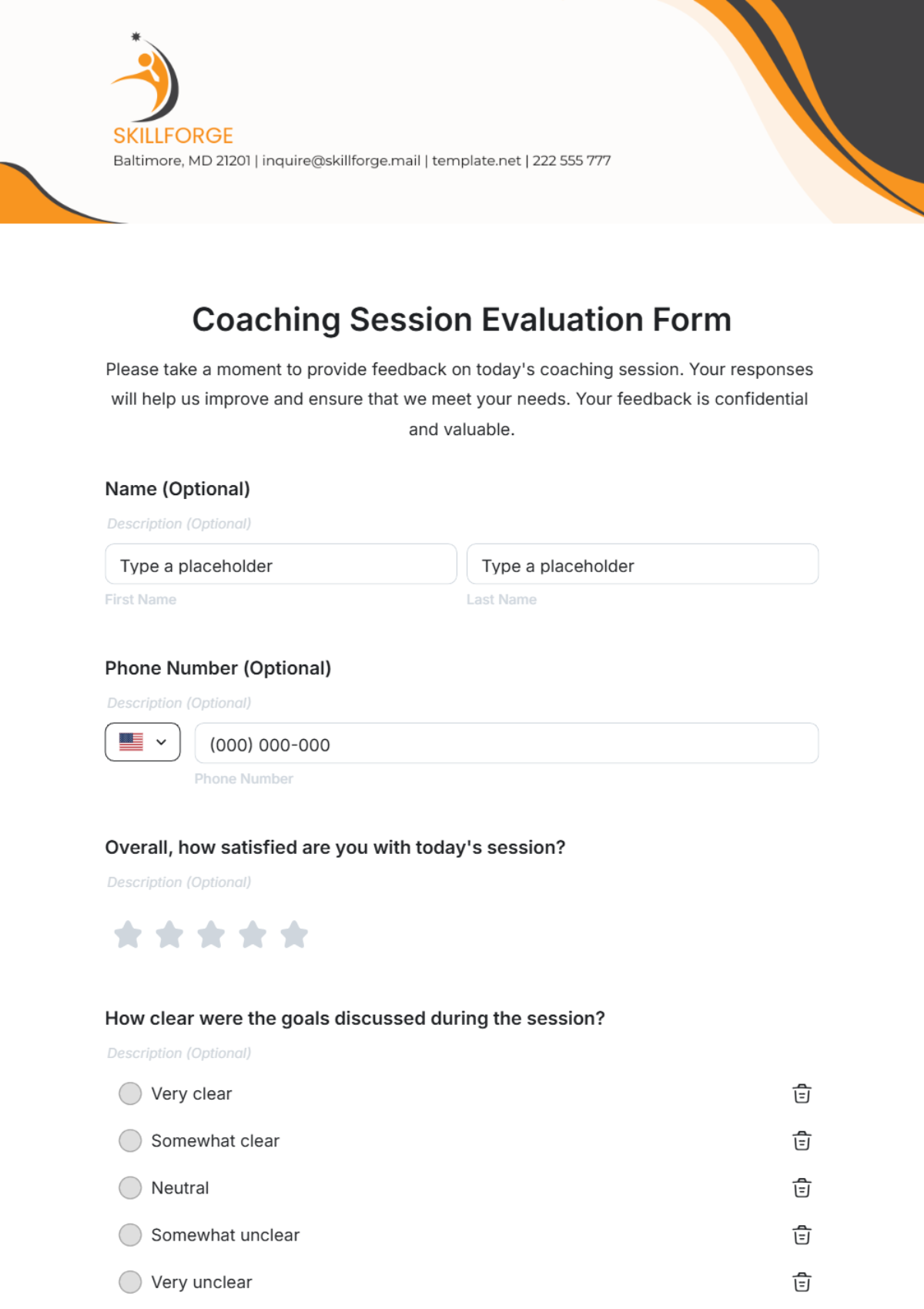 Free Coaching Session Evaluation Form Template