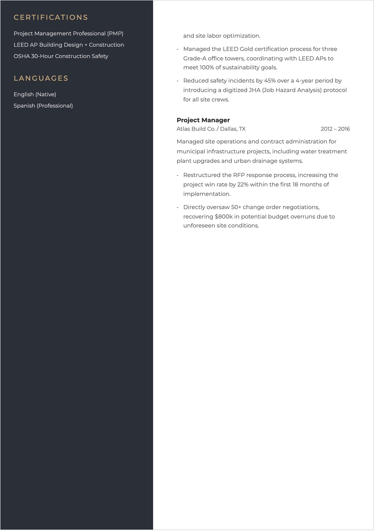 Free Two-Page ATS Resume Layout Template, AI Resume Builder