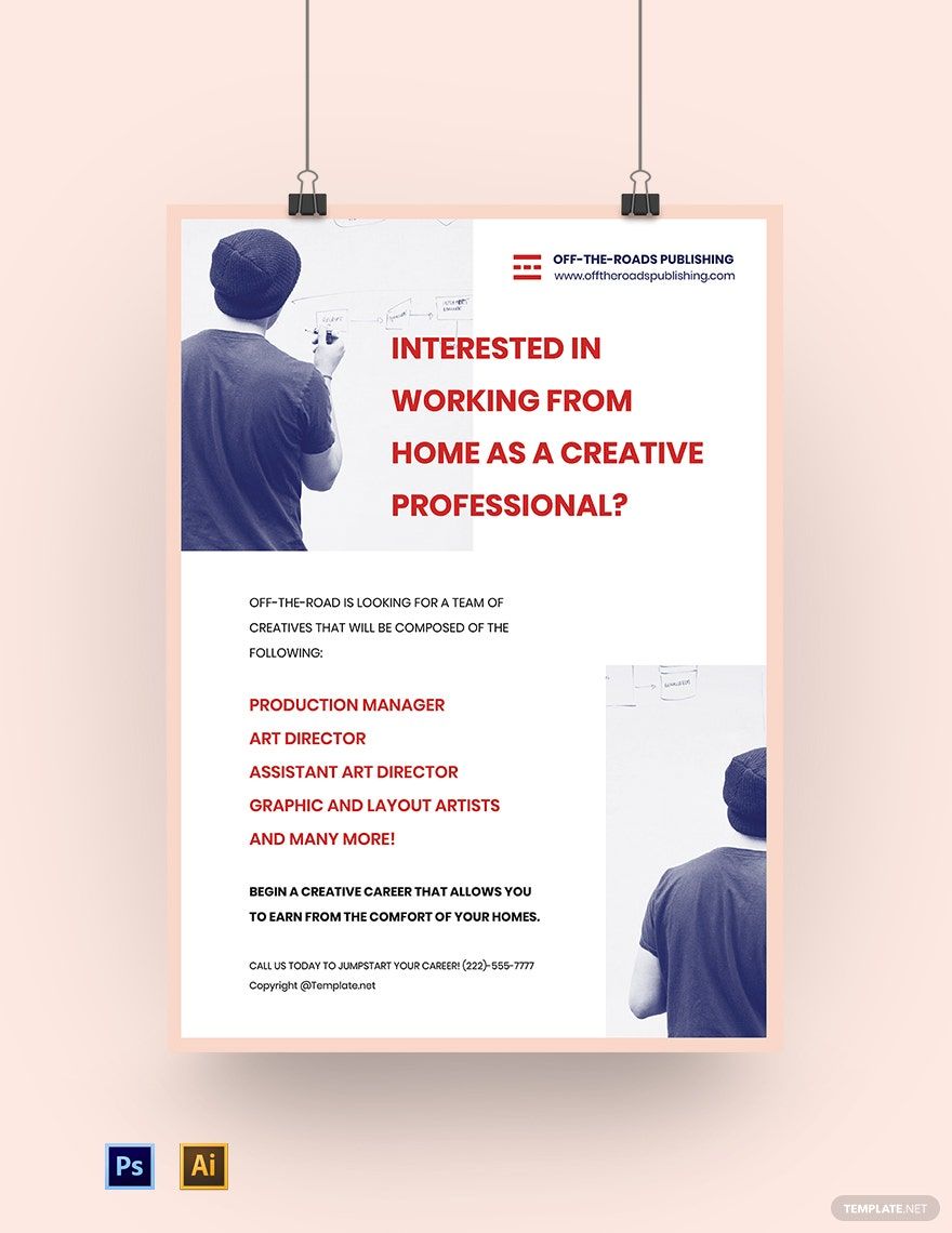 Modern Work From Home Poster Template