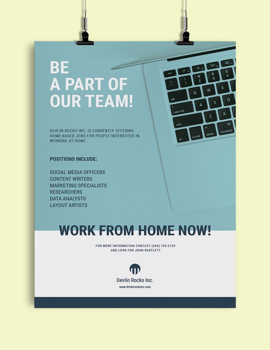 Work From Home Now Poster hiring