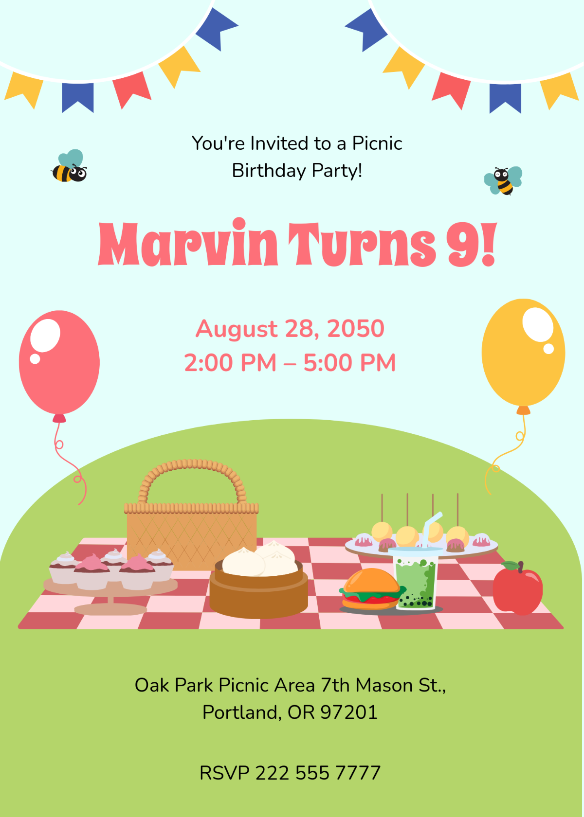 Picnic Birthday Party Invitation Template - Edit Online & Download