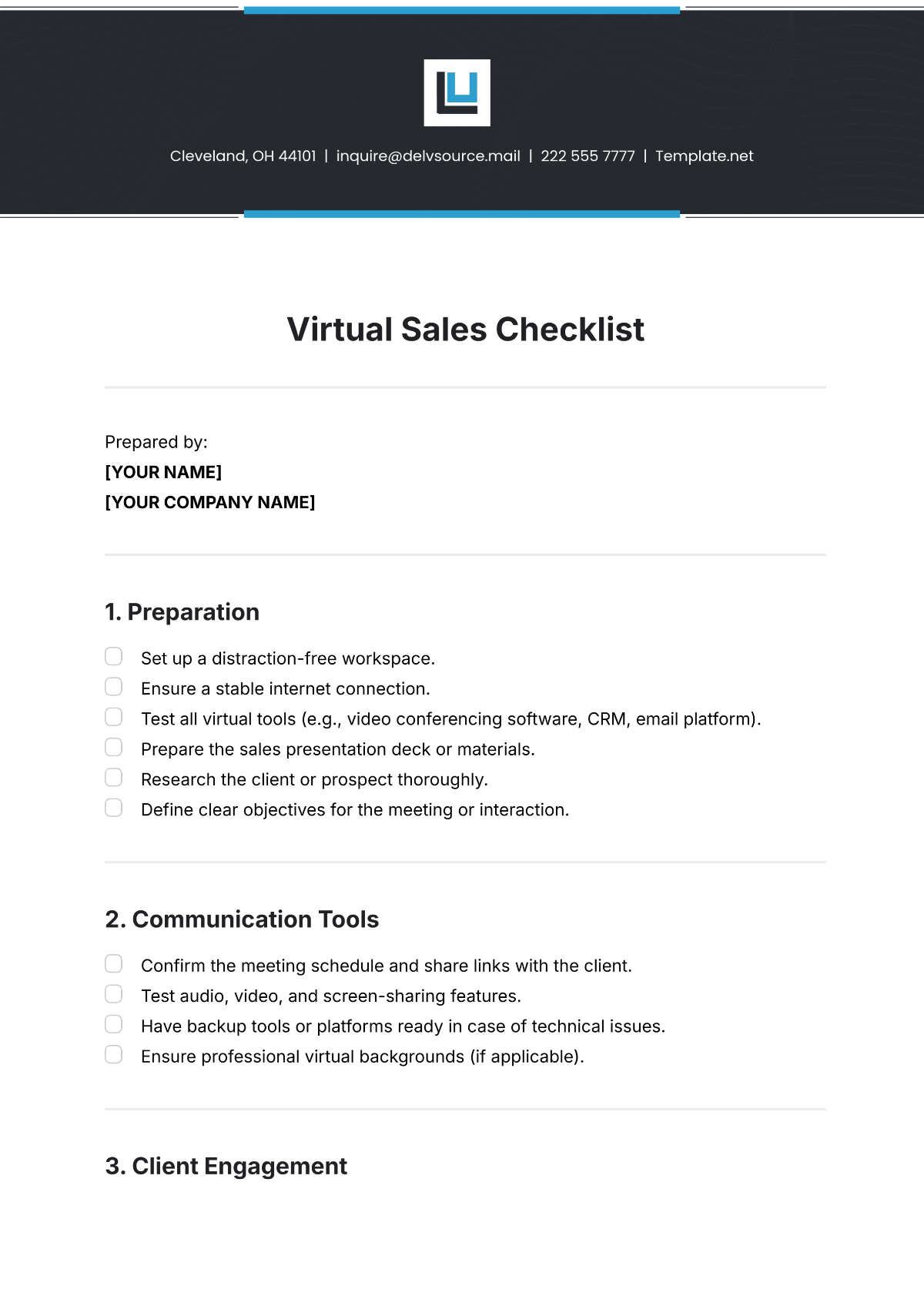 Virtual Sales Checklist Template - Edit Online & Download