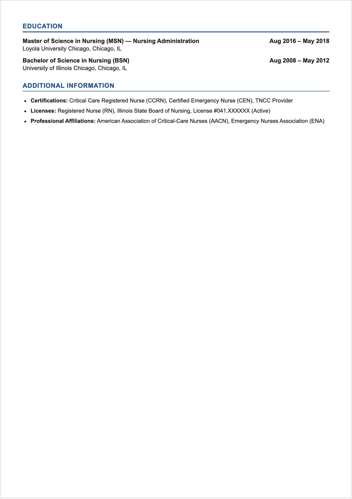 Free ATS Resume Layout Template for Healthcare Professionals Template