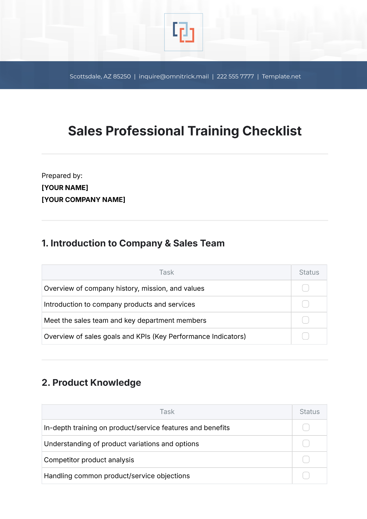 Sales Professional Training Checklist Template - Edit Online & Download