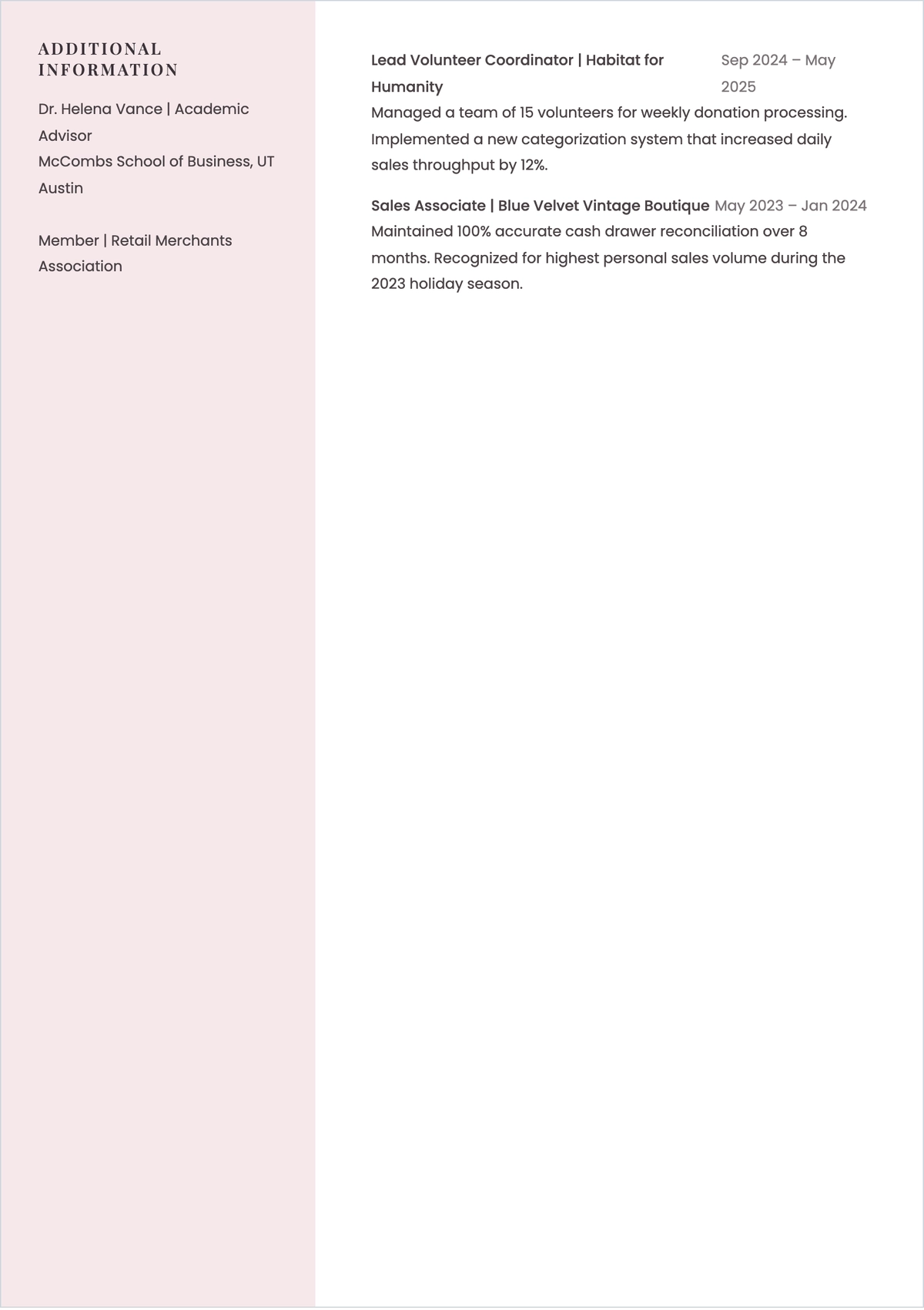 Free Resume Layout ATS Resume Template for First-Time Job Seekers