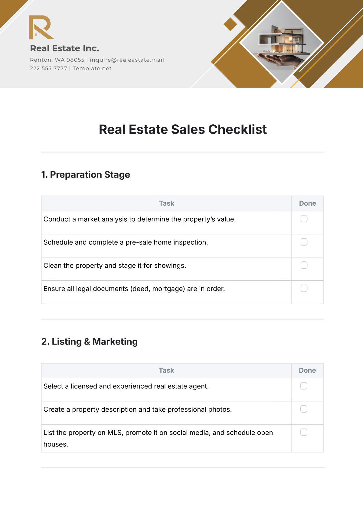 Real Estate Sales Checklist Template - Edit Online & Download