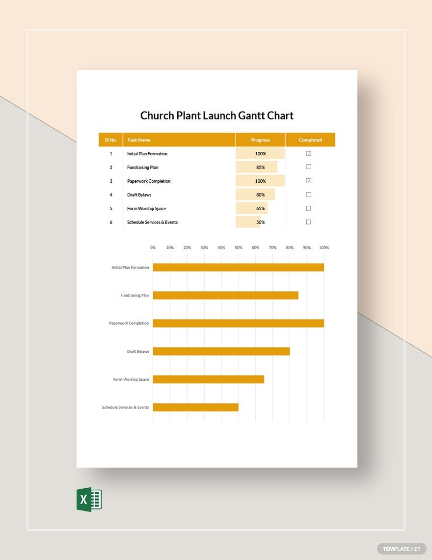 Church Plant Launch Gantt Chart Template