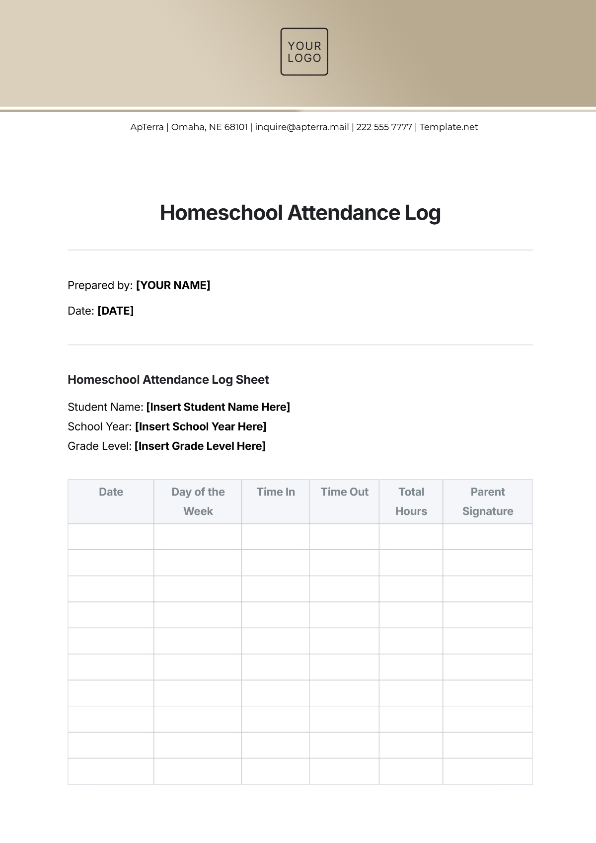 Homeschool Attendance Log Template - Edit Online & Download