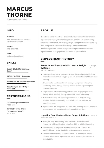 Free Resume Layout for Specific Jobs ATS Resume Template