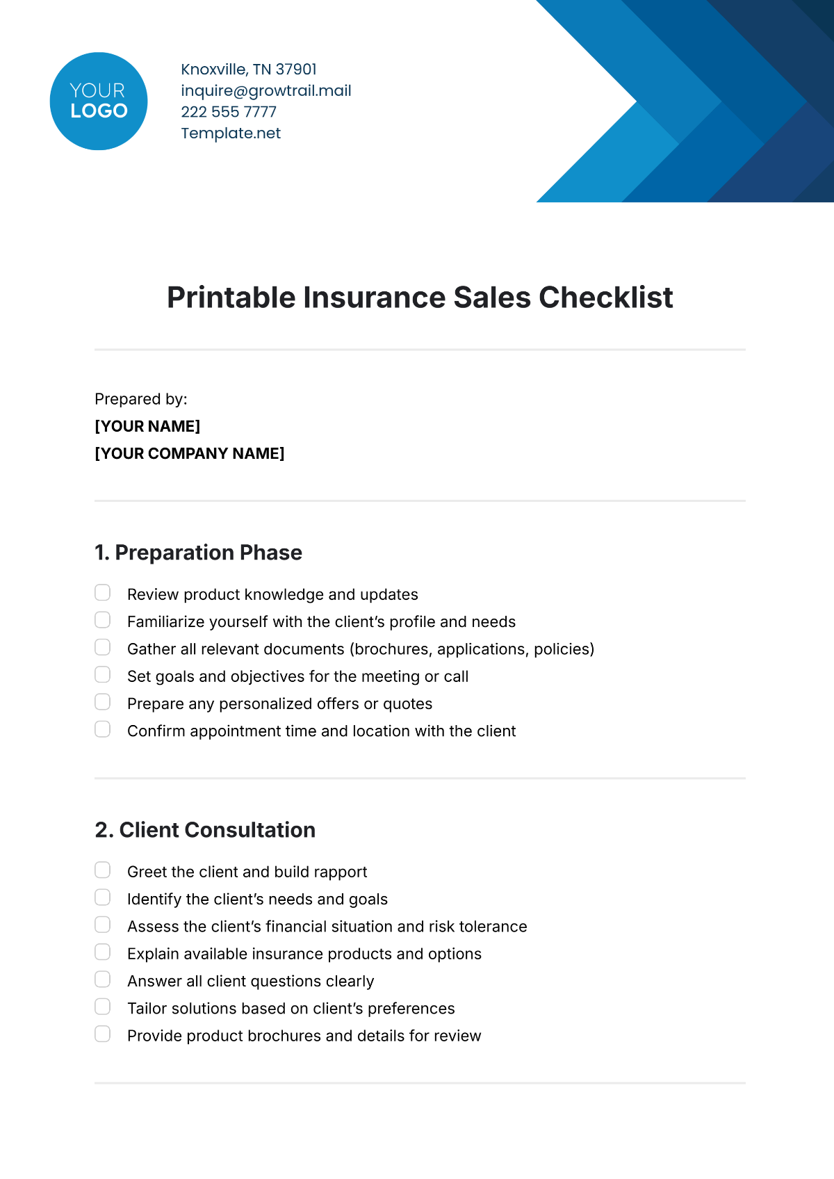 Printable Insurance Sales Checklist Template - Edit Online & Download