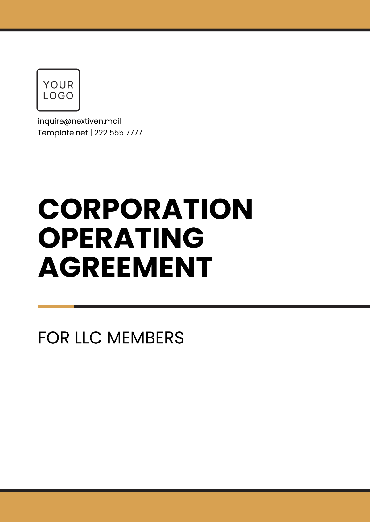 Free Corporation Operating Agreement for LLC Members Template