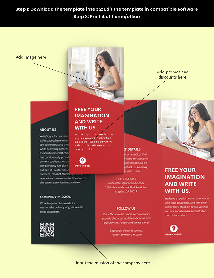 Trifold Work From Home Brochure Template Sample