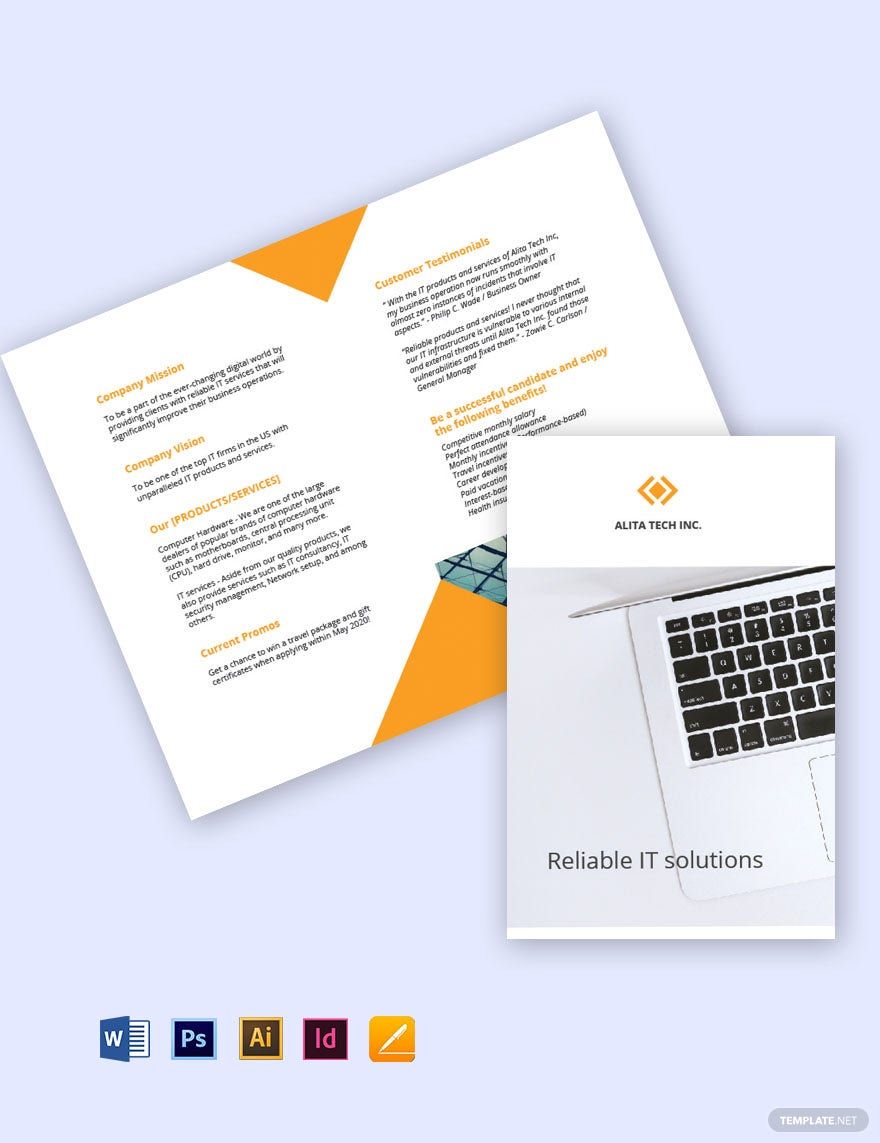 Bi-Fold Sample Work From Home Brochure Template in Word, Google Docs, Illustrator, PSD, Apple Pages, Publisher, InDesign