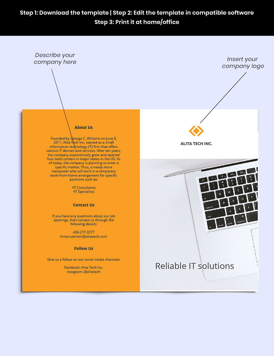 Bi-Fold Sample Work From Home Brochure Template