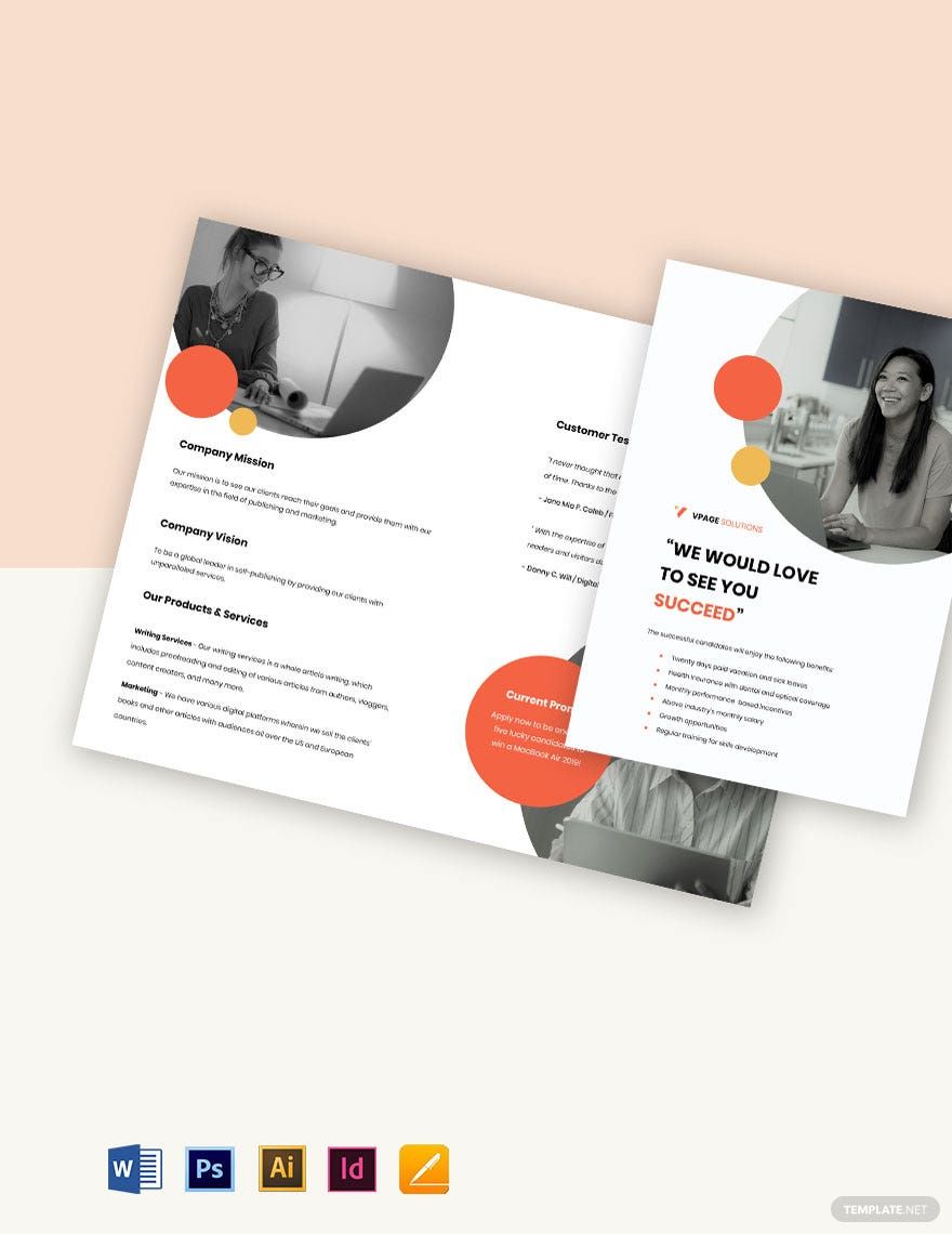 Bi-Fold Simple Work From Home Brochure Template in Word, Google Docs, Illustrator, PSD, Apple Pages, Publisher, InDesign