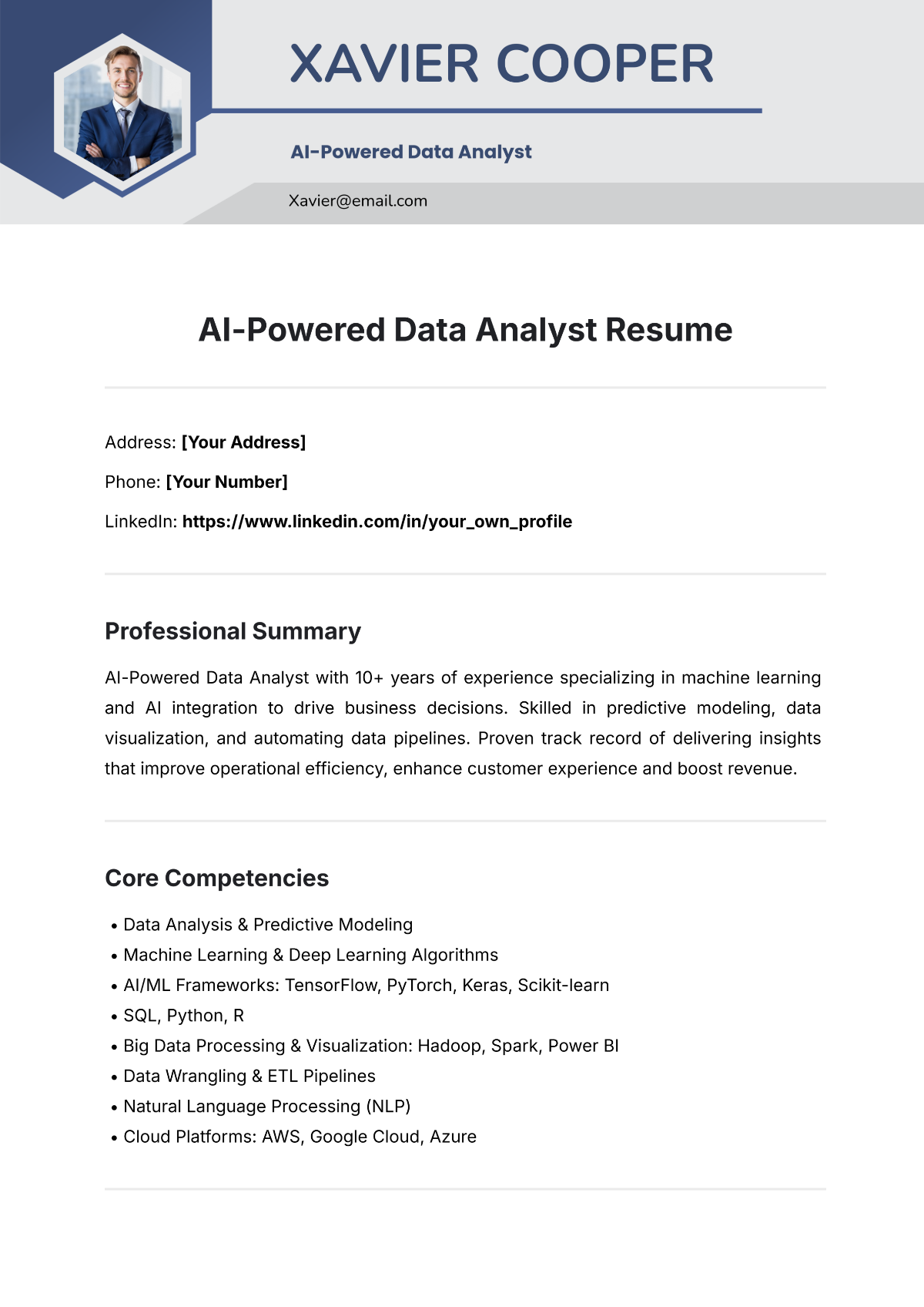 Free AI-Powered Data Analyst Resume Template