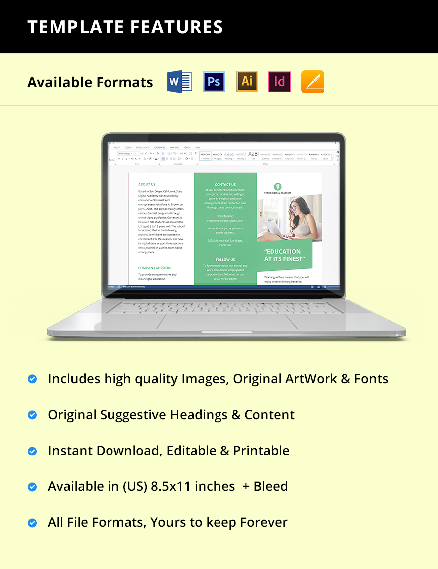 Tri-Fold Simple Work From Home Brochure Template