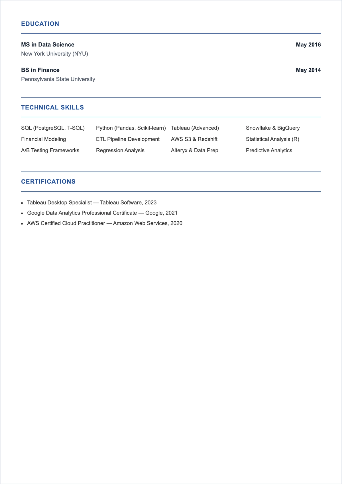 Free Strategic Data Analyst ATS Resume Template, AI Resume Builder