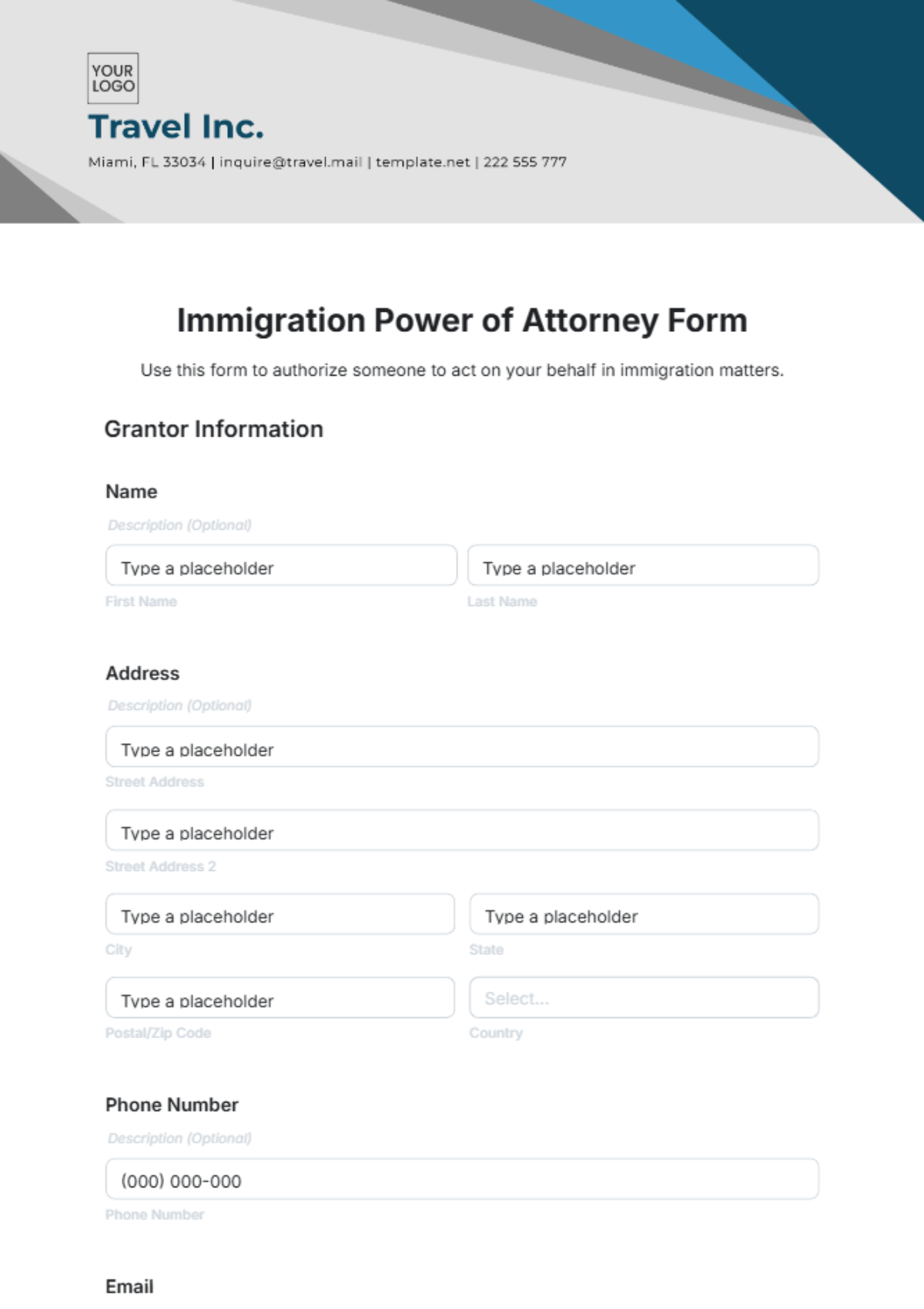 Immigration Power of Attorney Form Template - Edit Online & Download